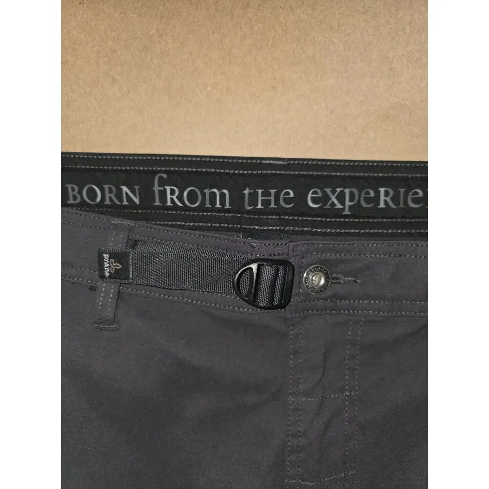 Prana Cargo Pants Men 38x29 Breathe Belted Hiking Outdoor Roll Up Dark Gray